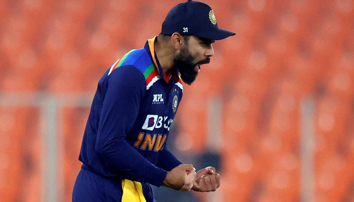 Cricket - Fifth Twenty20 International - India v England - Narendra Modi Stadium, Ahmedabad, India - March 20, 2021 Indias Virat Kohli celebrates the wicket of Englands Ben Stokes. — Reuters/File