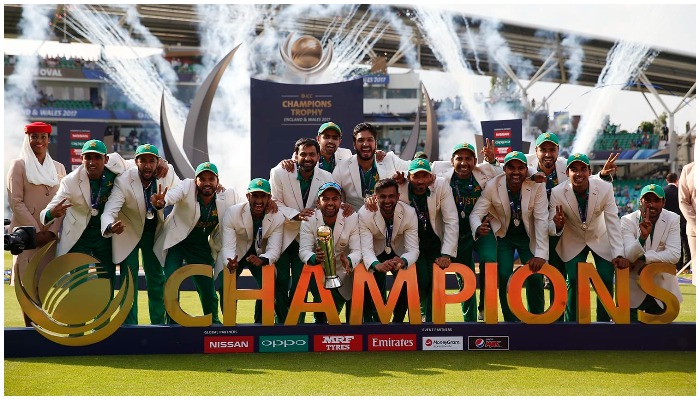 Pakistan celebrates winning the Champions Trophy 2017 against India. Photo— Reuters