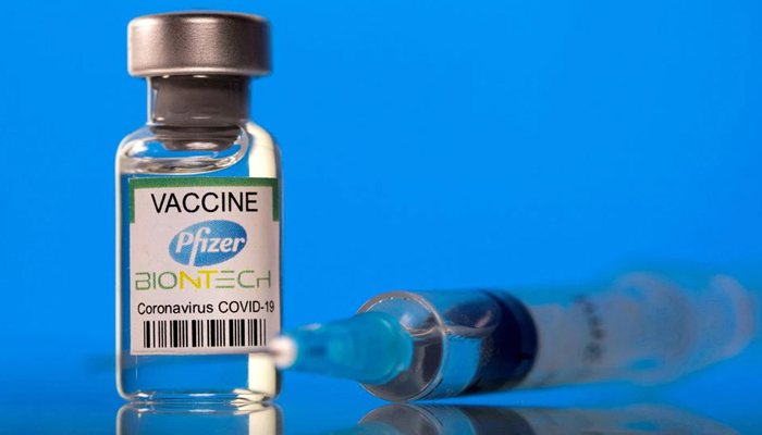 A vial labelled with the Pfizer-BioNTech coronavirus disease (COVID-19) vaccine is seen in this illustration picture taken March 19, 2021. — Reuters/File