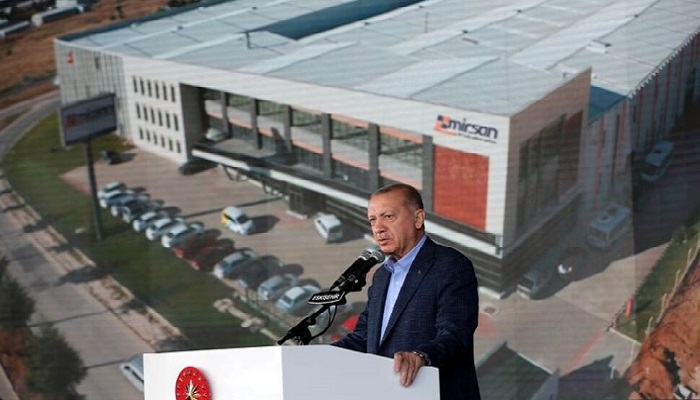 Turkish President Tayyip Erdogan addresses his supporters in Eskisehir, Turkey, October 23, 2021. Photo: Reuters