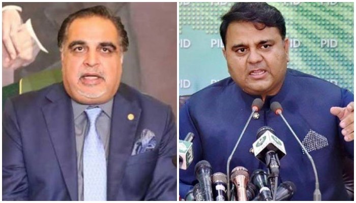 Governor Sindh Imran Ismail (L) and Federal Minister for Information and Broadcasting Fawad Chaudhry (L) — Twitter/ PID.