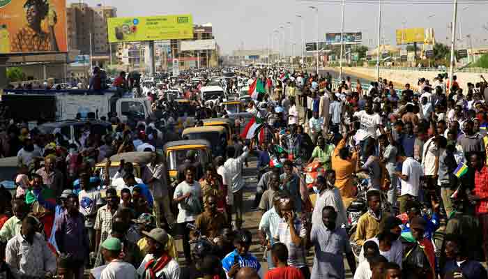 Demonstrators protest against prospect of military rule in Khartoum, Sudan October 21, 2021. Photo: Reuters