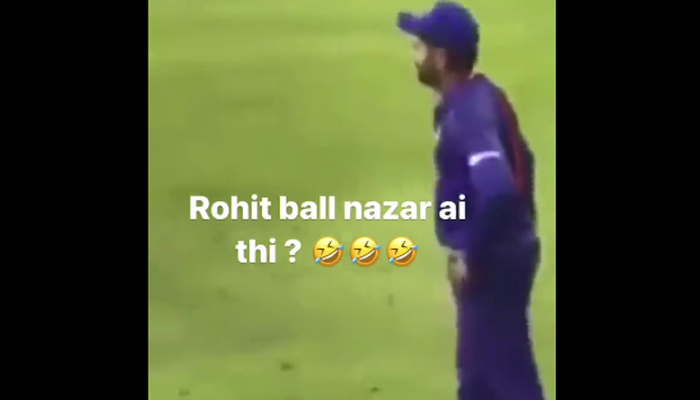 Screengrab of a video uploaded on social media in which Rohit Sharma is taunted by a Pakistani fan. Photo: Twitter