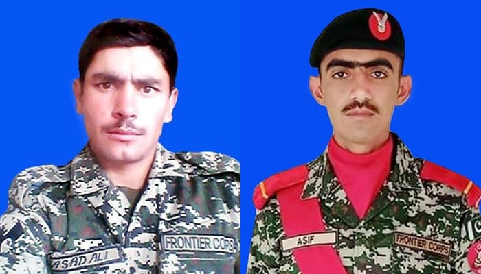 Lance Naik Asad, 24, resident of Kurram (left) and Sepoy Asif, 21, resident of Lakki Marwat (right). — ISPR