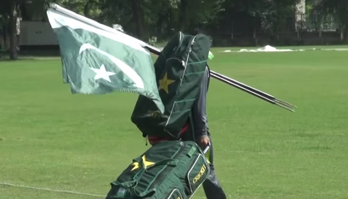 Mohammad Rizwan carrying Pakistans flag during the national sides training session. — YouTube
