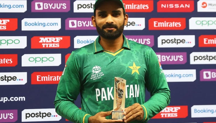 Asif Ali after receiving Player of the Day award for his match-winning performance during Afghanistan match.