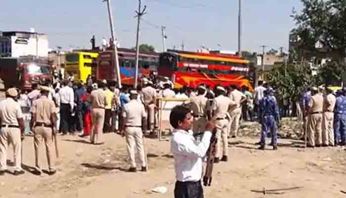 Police were deployed to maintain law and order by the local authorities.