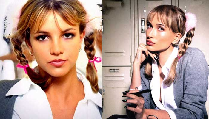 Hailey Bieber recreates Britney Spears’ iconic looks to pay homage to singer