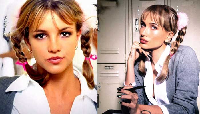 Hailey Bieber recreates Britney Spears' iconic looks to pay homage to singer