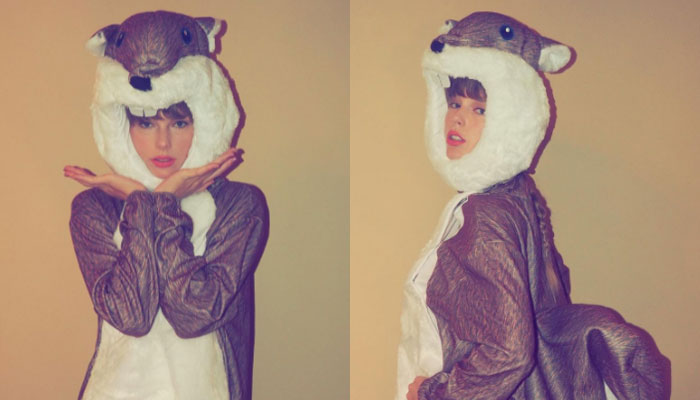 Taylor Swift stuns a giant squirrel costume for Halloween 2021 Photo Credit: Taylor Swift/Instagram