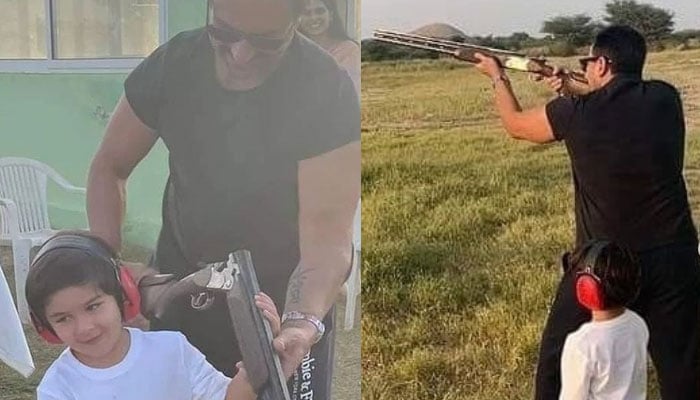 Saif Ali Khan gives son Taimur shooting lessons in viral pictures: See Photos