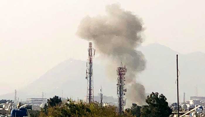 Photograph shared by ToloNews journalist Zahra Rahimi shows smoke rising in the air following sounds of the blast and gunfire heard, in Kabul, near the Sardar Mohammad Daud Khan military hospital, on November 2, 2021. — Photo courtesy Zahra Rahimi