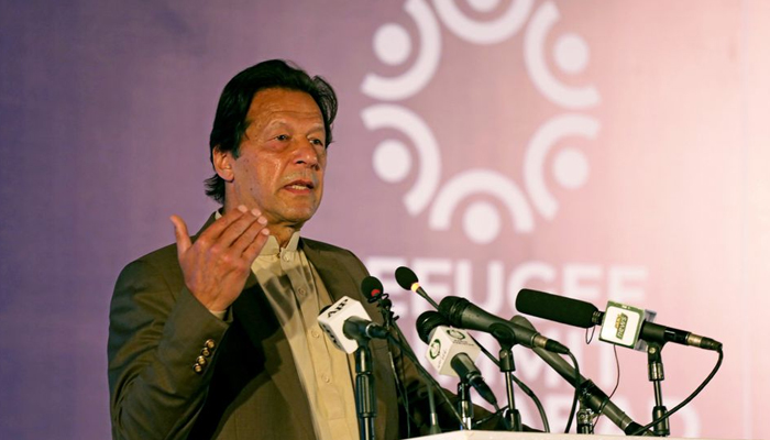 Prime Minister Imran Khan speaks during an international conference on the future of Afghan refugees living in Pakistan, organized by Pakistan and the UN Refugee Agency in Islamabad, Pakistan February 17, 2020. — Reuters/File