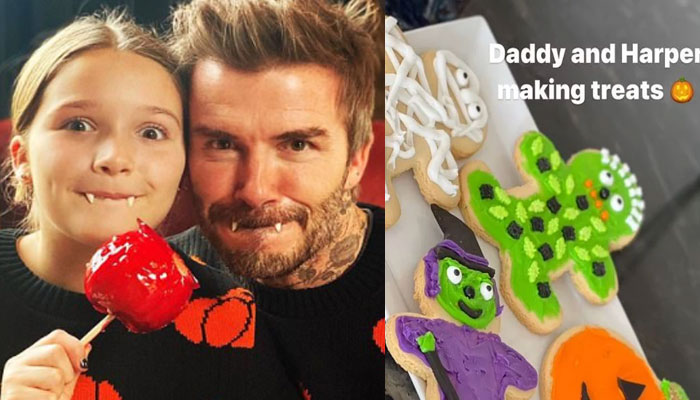 David Beckham, daughter Harper bake spooky treats on Halloween
