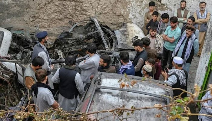 The scene of the US drone strike in Kabul on August 29, 2021 -- which the Pentagon now admits mistakenly killed 10 people, including seven children, who were not a threat. AFP