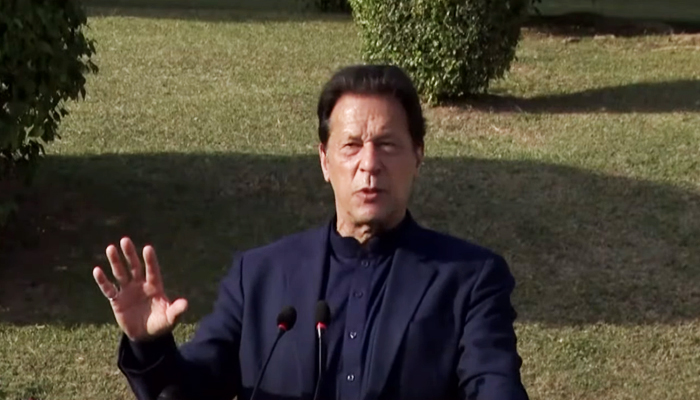 Prime Minister Imran Khan addressing themembers of the parliament in Islamabad on November 10, 2021. — YouTube/HumNewsLive