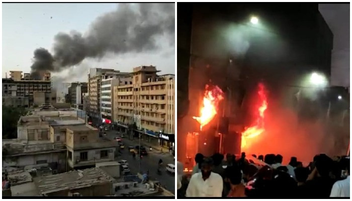 Kebakaran terjadi di Pasar Koperasi Karachi