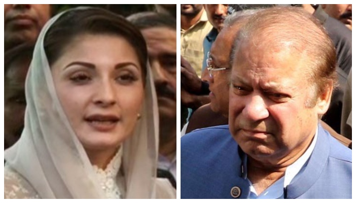 PML-N Vice-President Maryam Nawaz (left) and former prime minister Nawaz Sharif. Photo: Twitter