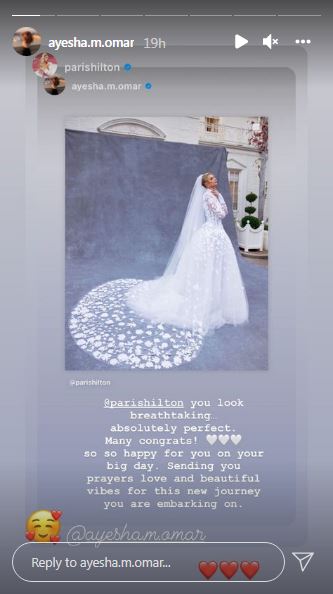 Ayesha Omar mengirim cinta ke Paris Hilton yang baru menikah, tanggapan bintang