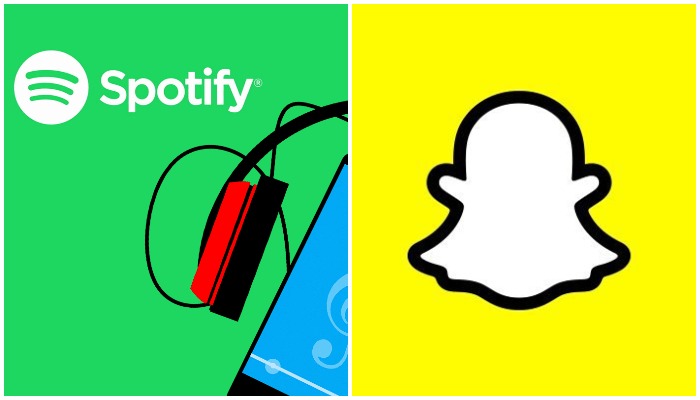 Collage showing logos of Spotify and Snapchat. — Twitter