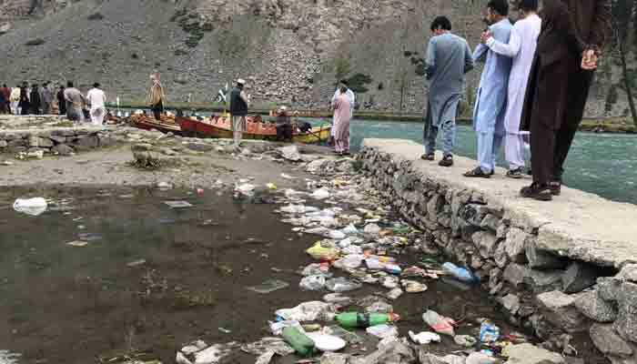Waste in Swat river. Picture Express Tribune