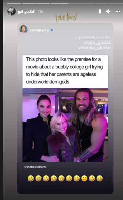 Gal Gadot reacts to photo caption that said she looks like Emilia Clarkes mother