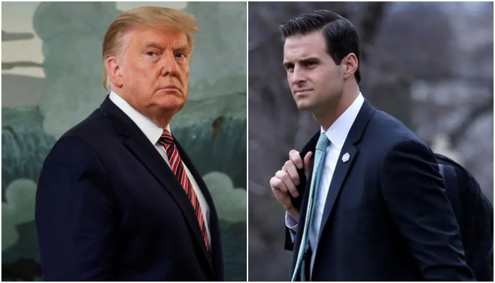 Mantan presiden AS Donald Trump (kiri) dan Johnny McEntee, direktur personel kepresidenan Trump.  — Reuters