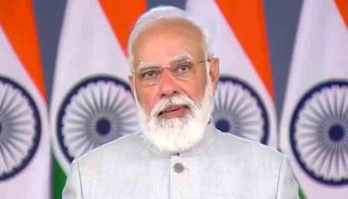 PM India Narendra Modi berpidato di Institut Kebijakan Strategis Australia.