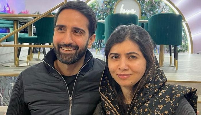 Nobel laureate Malala Yousufzai along with her husband Asser Malik at Feya Knightsbridge, London. — Photo provided by author