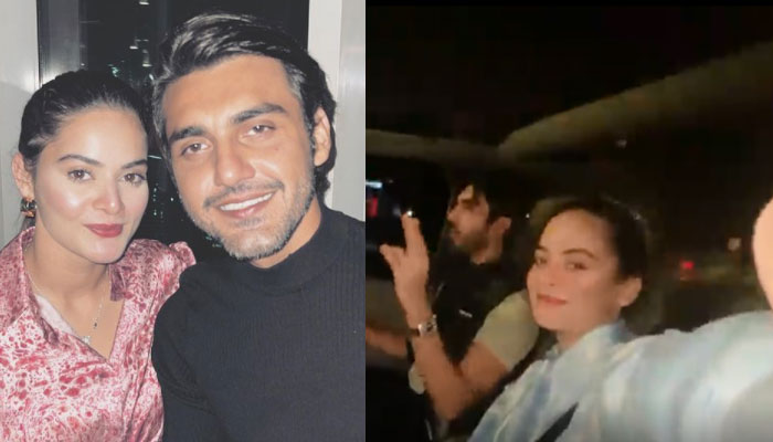 Watch: Minal Khan turns reporter for Ahsan Mohsin Ikram during night out in Karachi