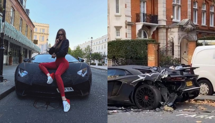 Instagram model crashes Lamborghini covered in 2 million Swarovski crystals