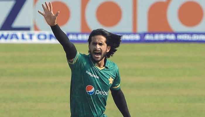 Hasan Ali appeals during the Pakistan-Bangladesh T29 match in Dhaka. Photo: Twitter