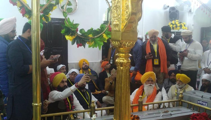 Novjot Singh Sidhu at Gurdwara Darbar Sahib.