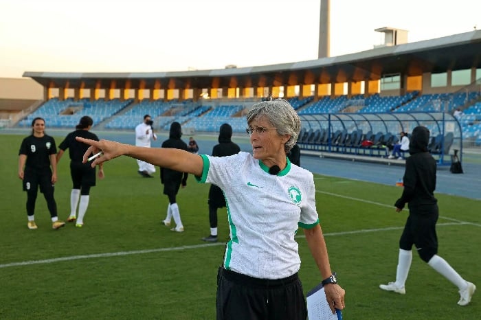 German coach Monika Staab has been brought in to lead the training for the newly-established Saudi Womens National Football Team. Photo: AFP
