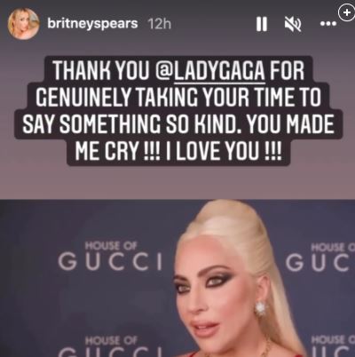 You made me cry!!!: Britney Spears sends back love to Lady Gaga