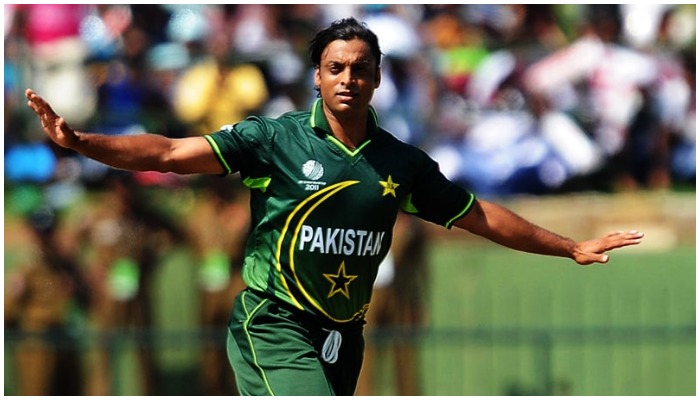 Shoaib Akhtar celebrates dismissing New Zealand batsman Brendon McCullum during a 2011 World Cup group match between Pakistan and New Zealand in Pallekele on March 8, 2011. — AFP/File