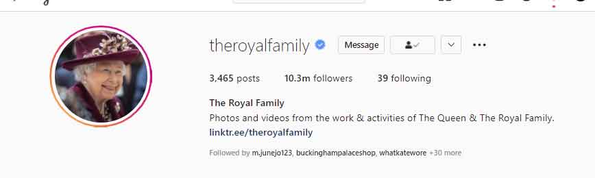 Akun Instagram Ratu Elizabeth melampaui 10 juta pengikut