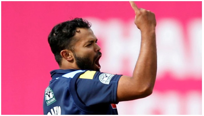 Britain Cricket — NatWest T20 Blast Finals Day - Edgbaston - 20/8/16 Yorkshires Azeem Rafiq celebrates the wicket of Durhams Ben Stokes Action Images via Reuters