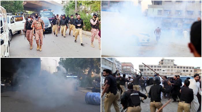 Protest erupts on Karachi's Shahrah-e-Faisal as CJP orders demolition of Nasla Tower in a week