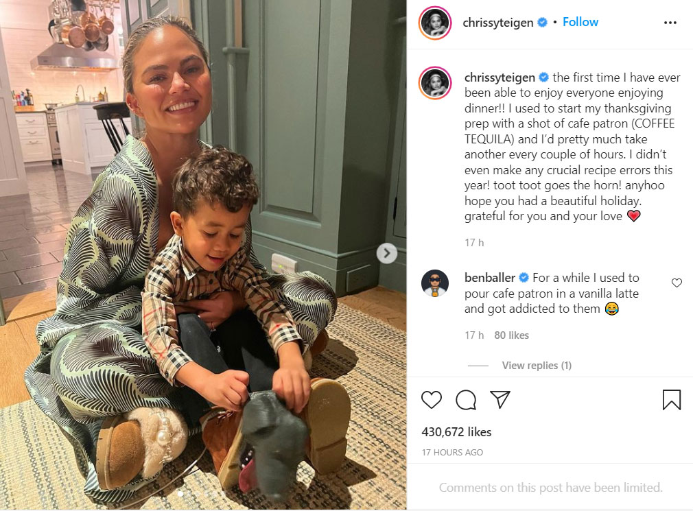 Chrissy Teigen weighs in on first sober Thanksgiving dinner