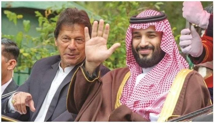 A file photo of Prime Minister Imran Khan and Saudi Crown Prince Mohammed bin Salman in a car.