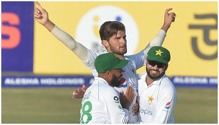 Shaheen Shah Afridi celebrates after claiming Bangladeshs wicket — Twitter