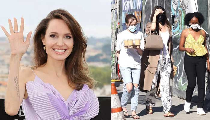 Angelina Jolie dan putrinya tampil gaya saat mereka keluar untuk minum kopi