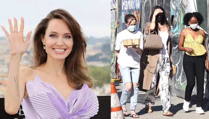 Angelina Jolie and daughters look stylish as they step out for coffee
