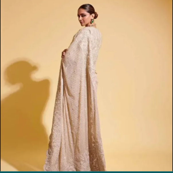 Deepika Padukone looks diva in stunning ivory sequin saree: Photos