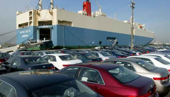 Hundreds of imported cars parked in queues somewhere in Pakistan. Photo: file
