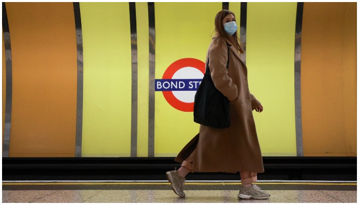 A person wears a face mask at Bond Street underground station, as the spread of the coronavirus disease (COVID-19) continues in London, Britain, November 30, 2021. — Reuters