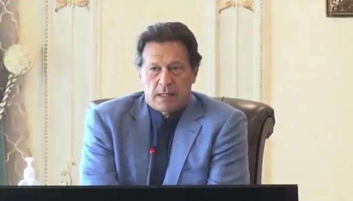 Prime Minister Imran Khan chairing a high-level meeting to review anti-smuggling and anti-money-laundering measures on November 25, 2021. — Twitter/@PakPMO