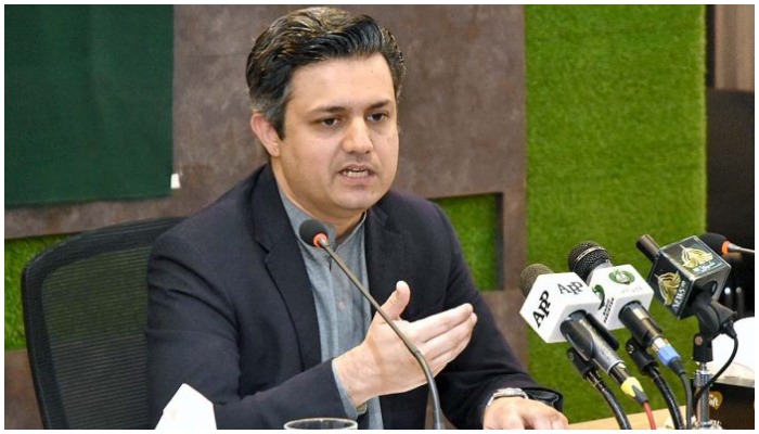 FederalMinister of Energy Hammad Azhar speaking during a press conference.— APP