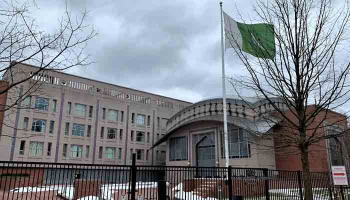 A file photo of Pakistans embassy in the US.